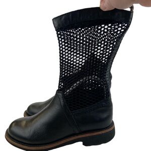 Dirk Bikkembergs Black Combat Moto Boots Mesh Designer Goth Grunge Emo Size 6.5